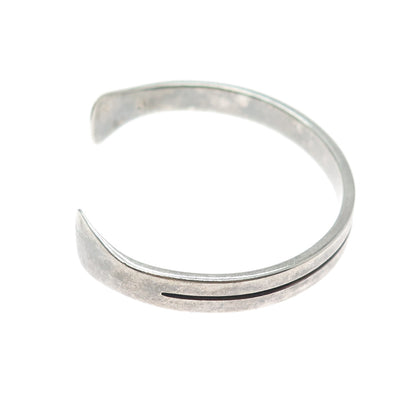 925 Sterling Silver Vintage Modernist Oxidized Adjustable Cuff Bracelet 7"