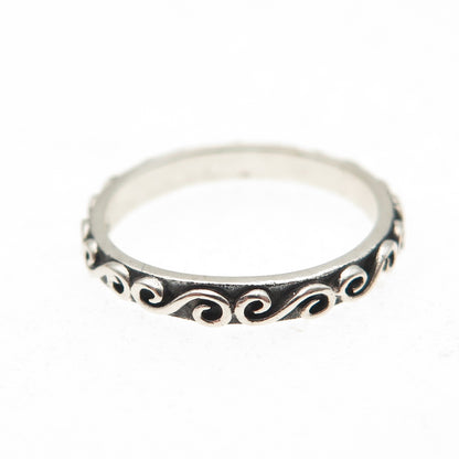925 Sterling Silver Vintage Swirl Oxidized Stackable Band Ring Size 5