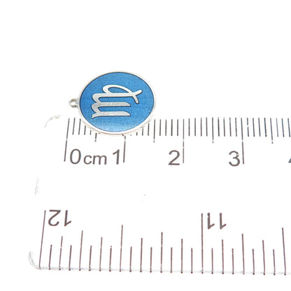 TOKEMOTI 925 Sterling Silver Blue Enamel Virgo Zodiac Minimalist Charm Pendant