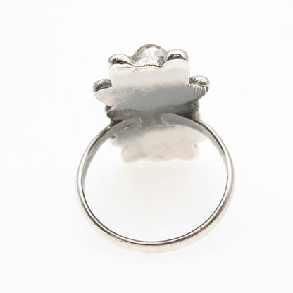 Old Pawn Sterling Silver Vintage Southwestern MOP Oxidized Tribal Ring Size 6.5