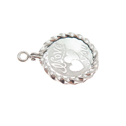 SPENCER CO. 925 Sterling Silver Vintage I Love You Charm Pendant
