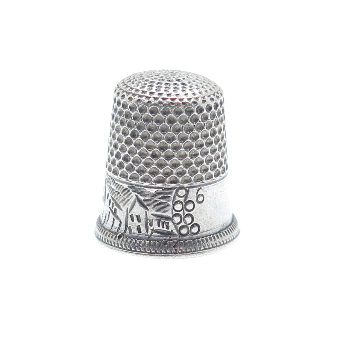 925 Sterling Silver Antique Art Deco Oxidized Thimble Size 6