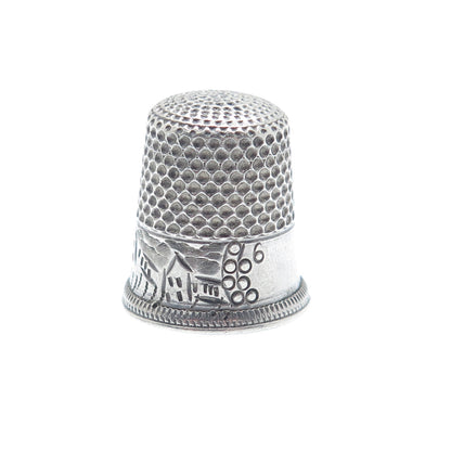 925 Sterling Silver Antique Art Deco Oxidized Thimble Size 6