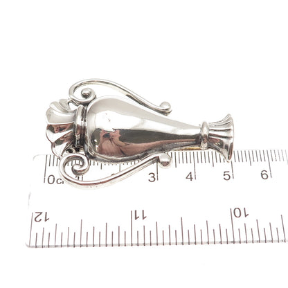 Monet 925 Sterling Silver Vintage Vase Oxidized Fur Clip / Collar Pin