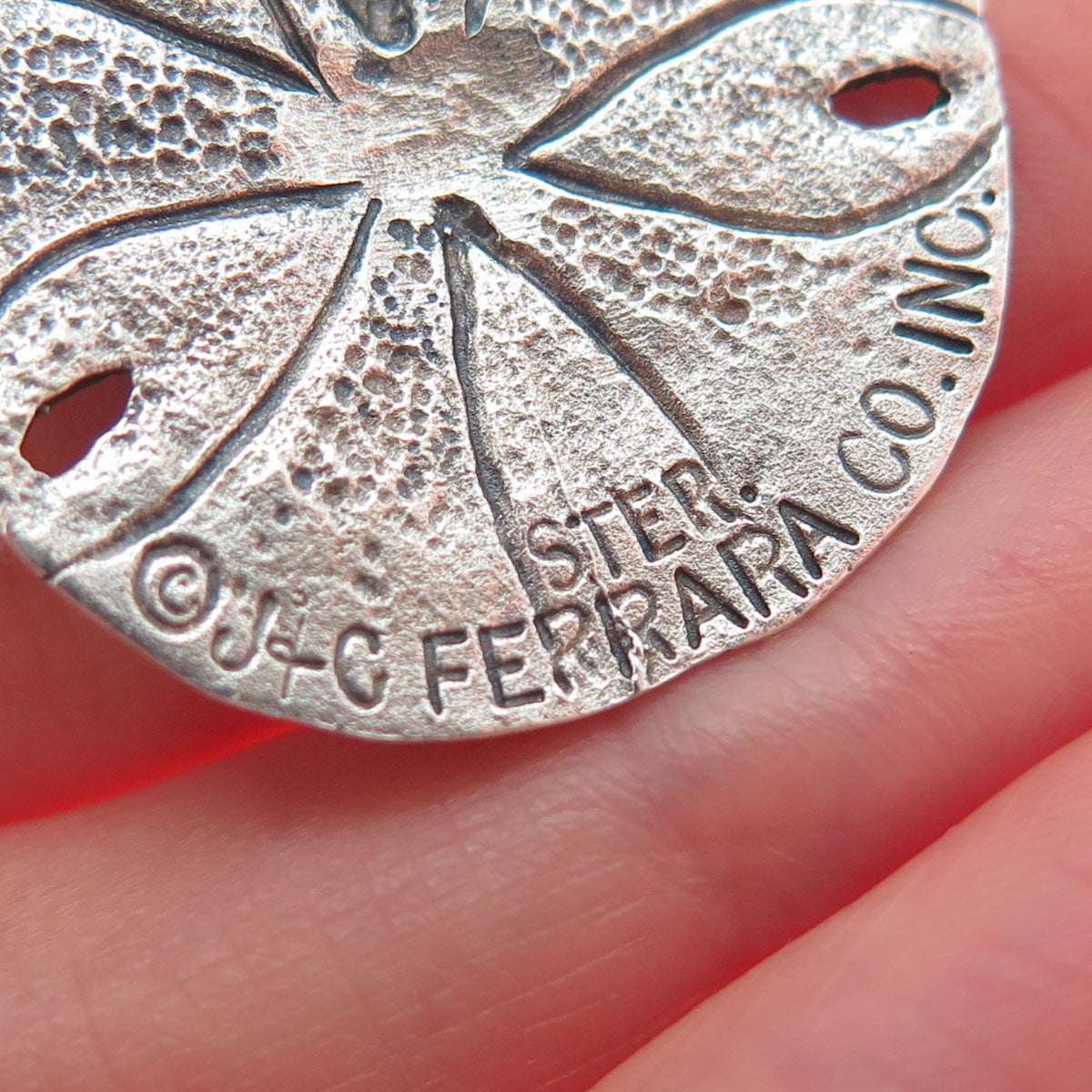 J & C FERRARA CO INC 925 Sterling Silver Vintage Sand Dollar Oxidized Pendant