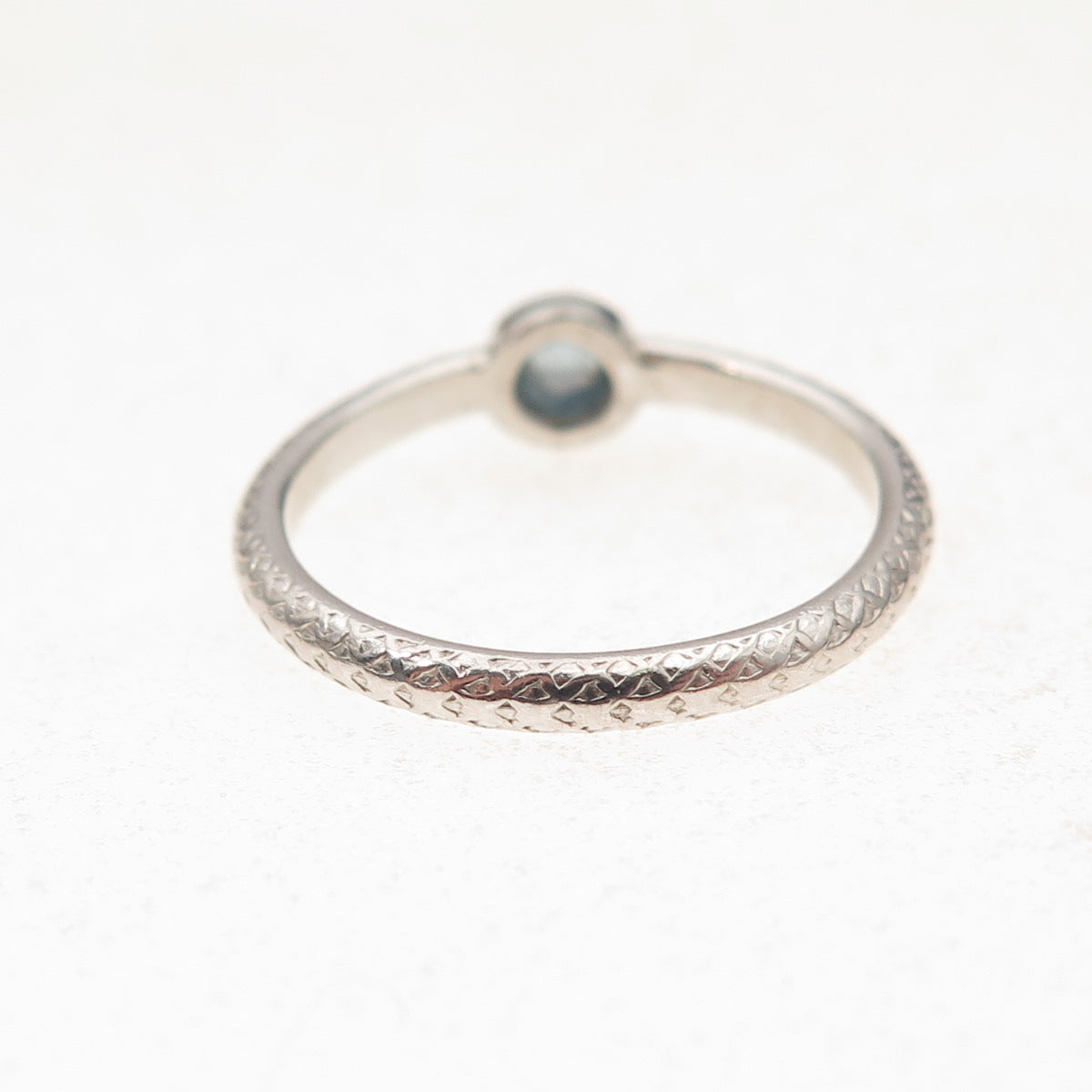 925 Sterling Silver Vintage Real Aquamarine Oxidized Ring Size 6.25
