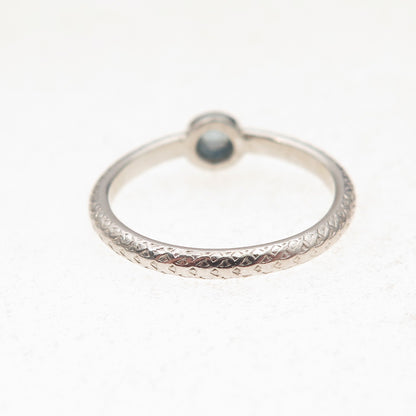 925 Sterling Silver Vintage Real Aquamarine Oxidized Ring Size 6.25