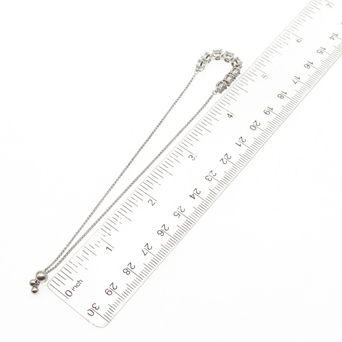 925 Sterling Real Diamond Spiga Link Adjustable Bolo Anklet / Bracelet 6-9.75"