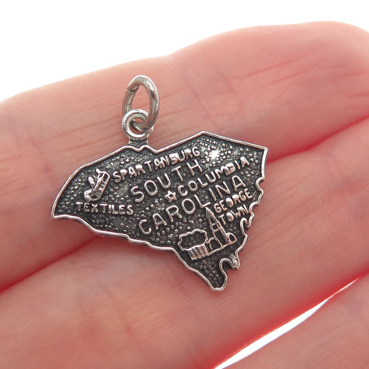 FRENCH & FRANKLIN Sterling Silver Vintage South Carolina Oxidized Mini Pendant