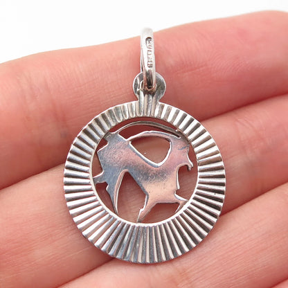 925 Sterling Silver Vintage Modernist Striped Pendant