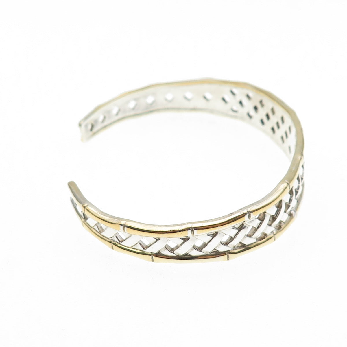 INTERNATIONAL Sterling Silver 2-Tone Vintage Bamboo Adjustable Bracelet 6.75"