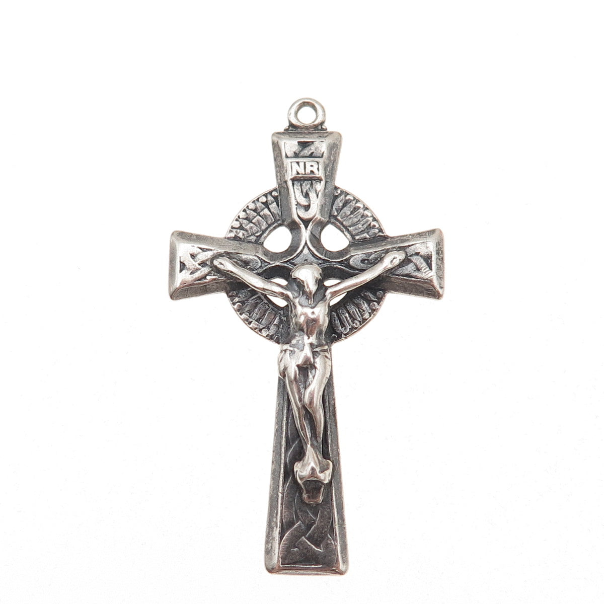 925 Sterling Silver Vintage Crucifix Cross Religious Oxidized Charm Pendant