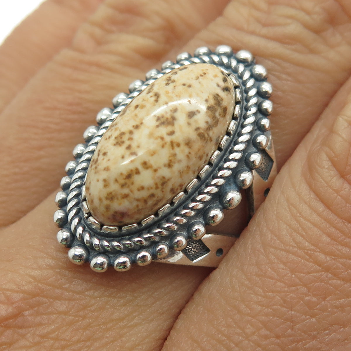 CAROLYN POLLACK & AMERICAN WEST 925 Sterling Silver Vintage Jasper Ring Size 8