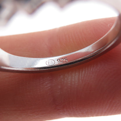 925 Sterling Silver Vintage Real Emerald-Cut Blue Topaz Ring Size 7