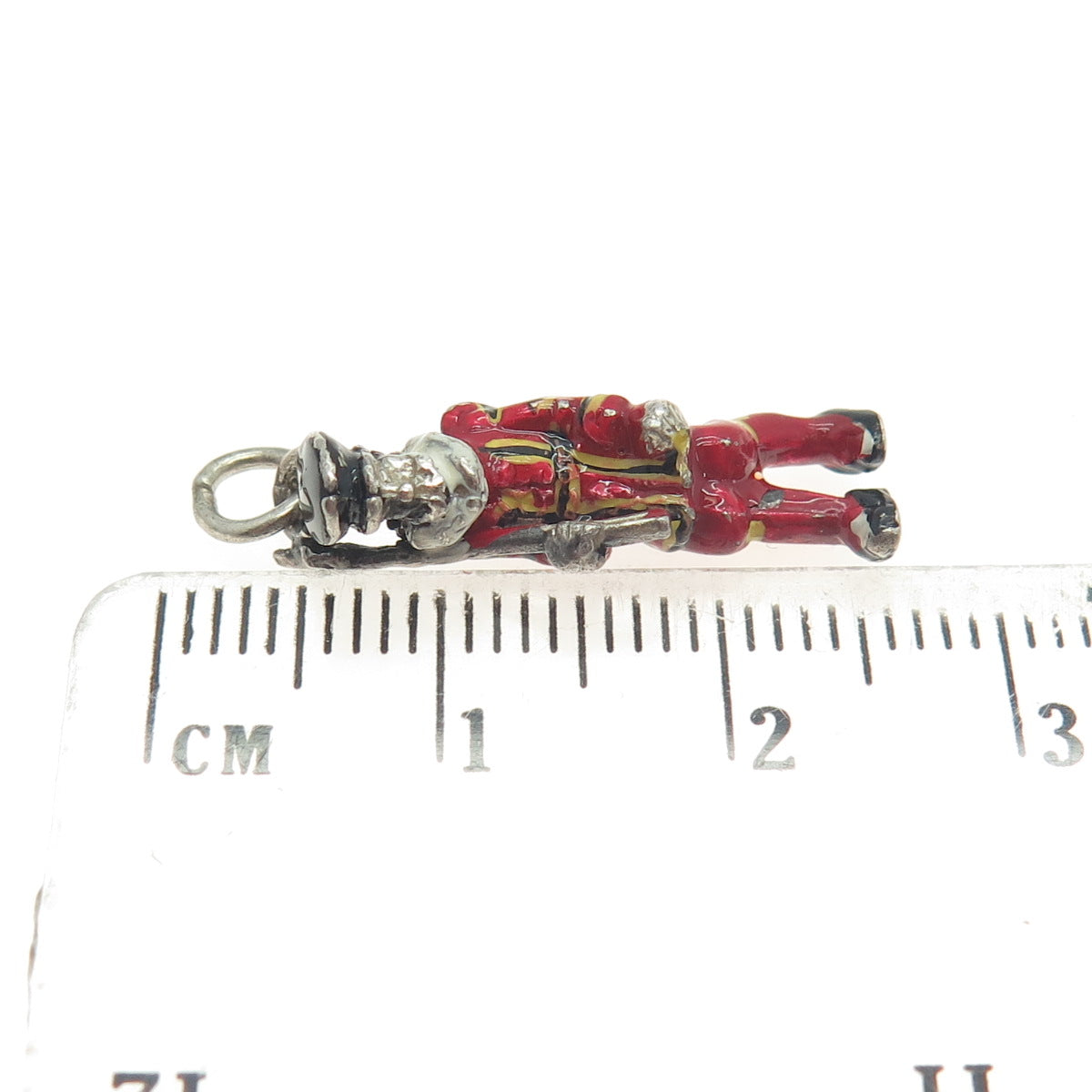 925 Sterling Silver Antique Colorful Enamel Beefeater Royal Guard 3D Pendant