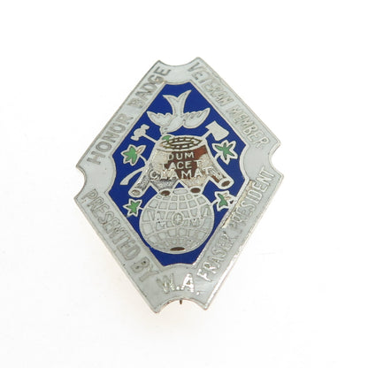 F.M. NOBLE 925 Sterling Silver Antique Honor Veteran Member W.A. Fraser Brooch