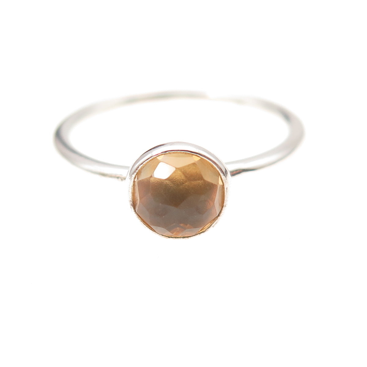 Pandora 925 Sterling Silver Real Citrine November Birthstone Droplet Ring Size 6