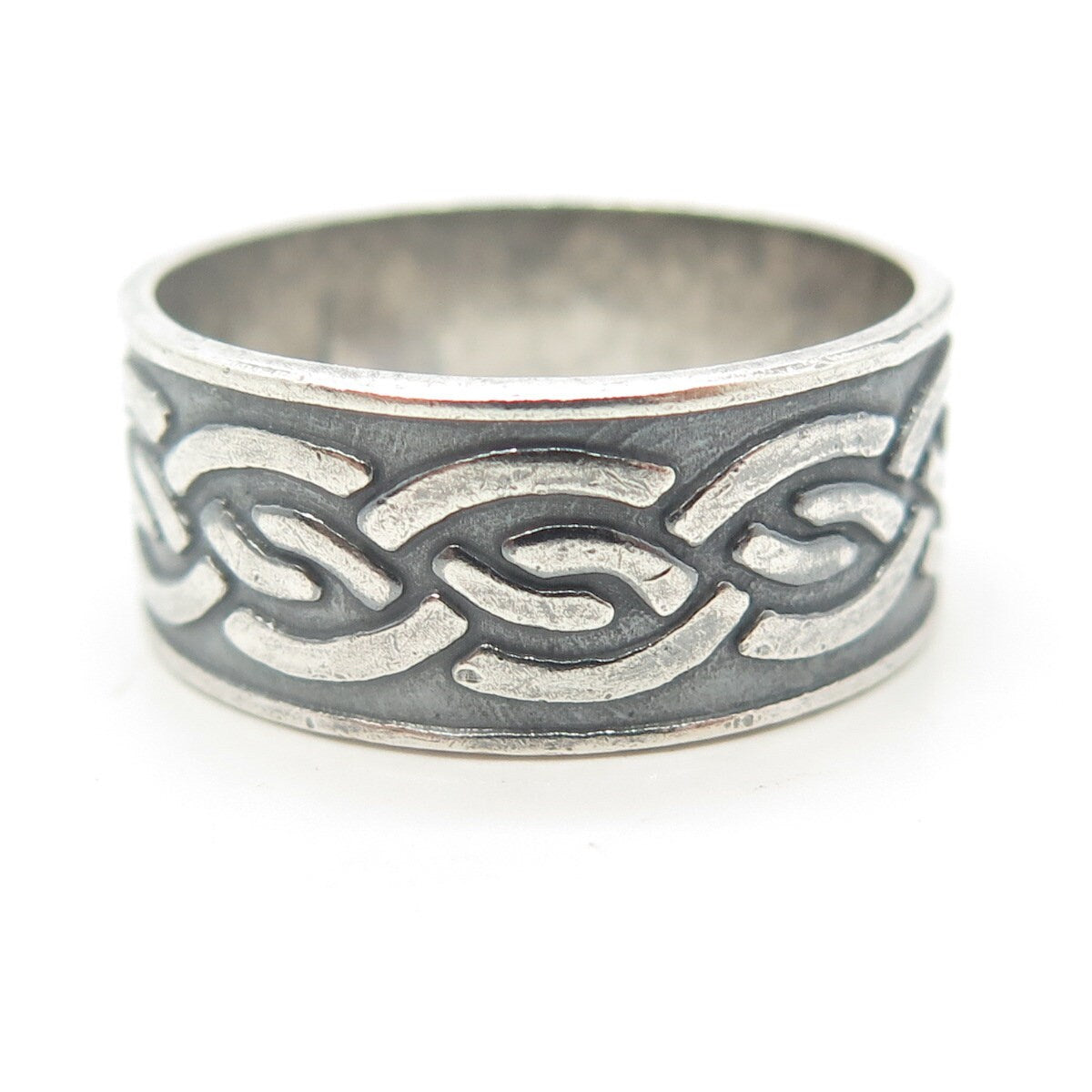 925 Sterling Silver Vintage Mexico Woven Band Ring Size 12