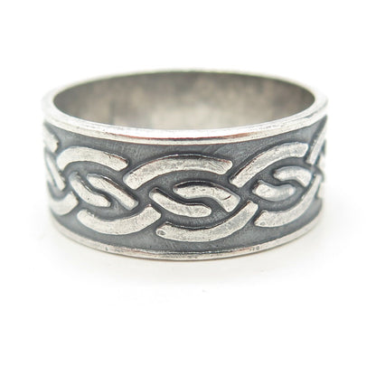 925 Sterling Silver Vintage Mexico Woven Band Ring Size 12
