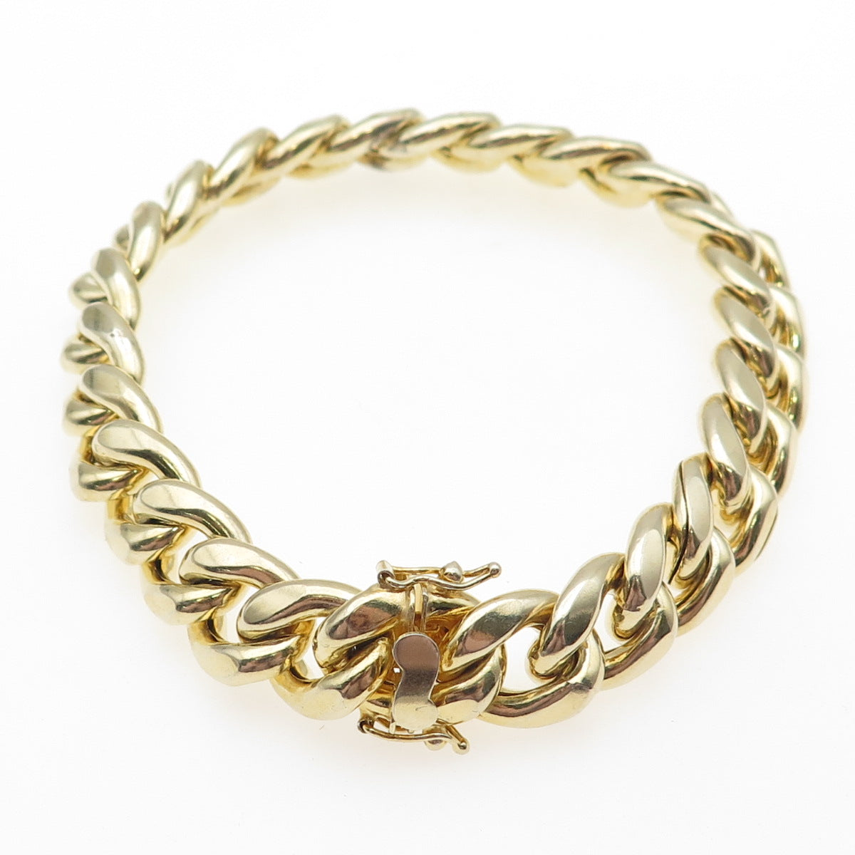 925 Sterling Silver Gold Plated Cuban Link Hollow Bracelet 8.5"