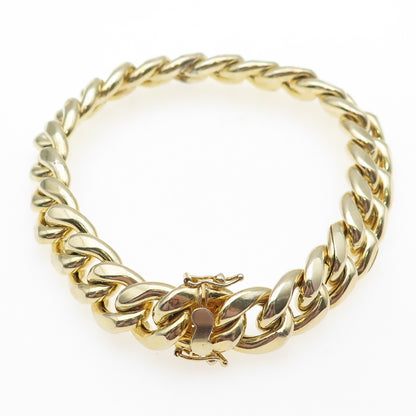 925 Sterling Silver Gold Plated Cuban Link Hollow Bracelet 8.5"