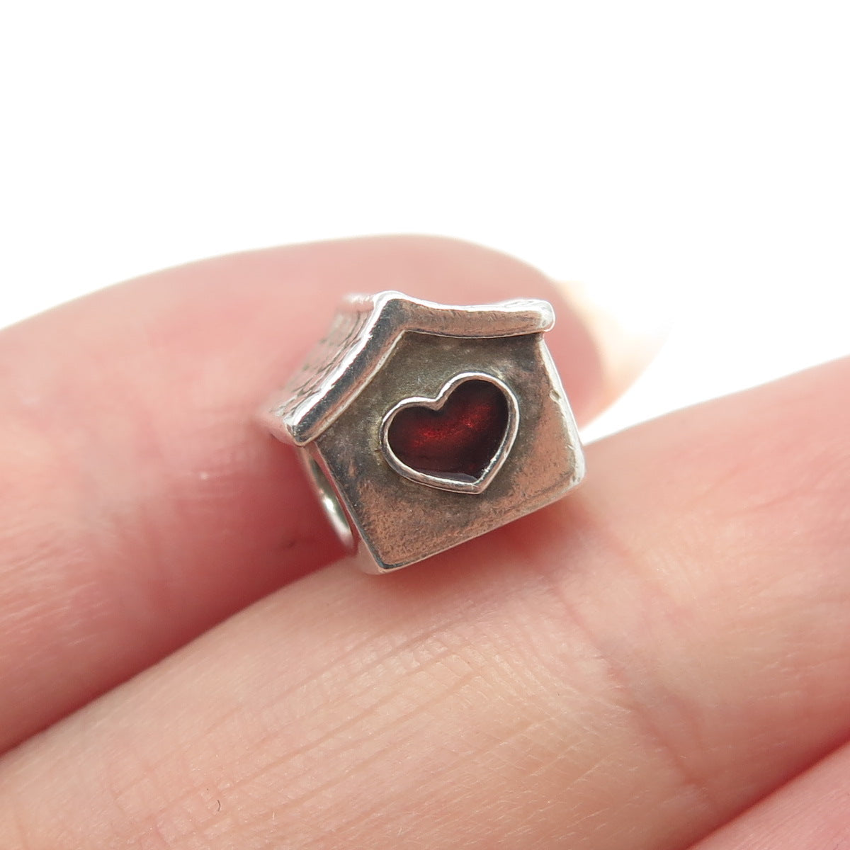 PANDORA 925 Sterling Silver Dog House Heart Bead Charm