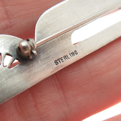 925 Sterling Silver Vintage DRG Modernist Oxidized Pin Brooch