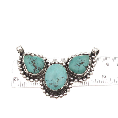 925 Sterling Vintage Southwestern Real Turquoise Large 43.1g Centerpiece Pendant