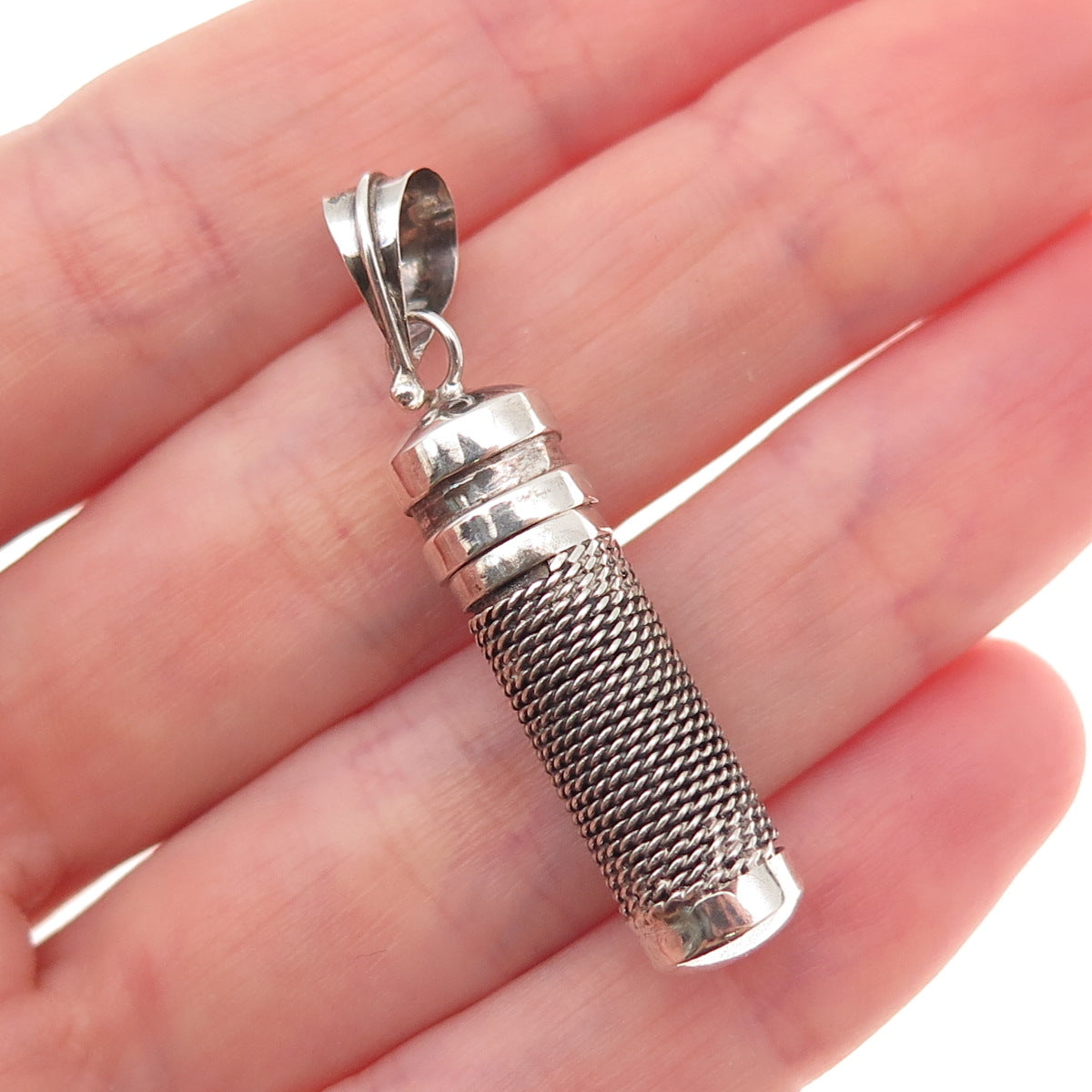 925 Sterling Silver Vintage Prayer Box Oxidized Charm Pendant