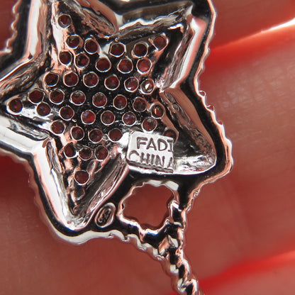 FADI 925 Sterling Silver Round-Cut C Z Star Key Charm Pendant