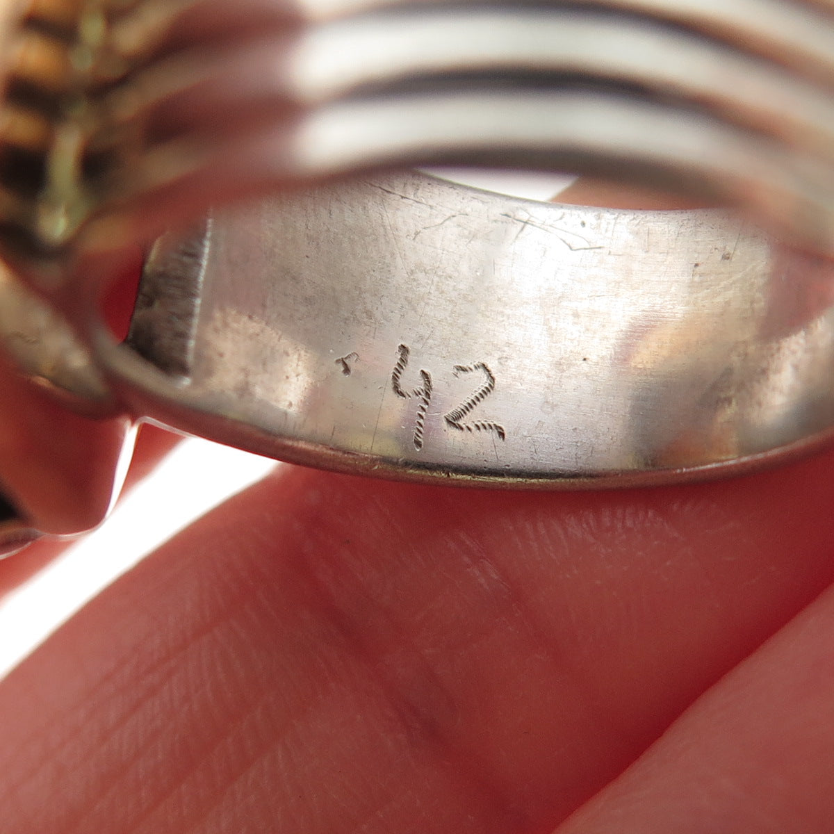 925 Sterling 14K Gold Vintage 1992 Real Diamond & Lemon Quartz Ring Size 7.5