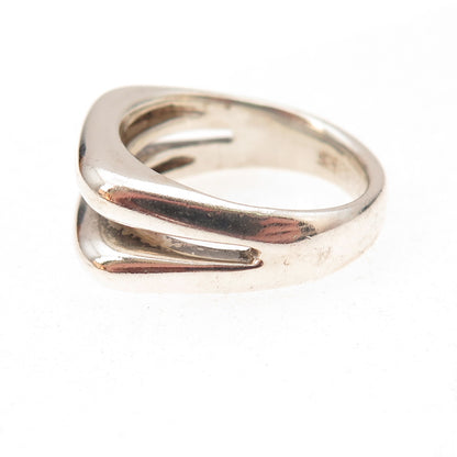 Joseph Esposito 925 Sterling Silver Vintage Modernist 2-Row Oxidized Ring Size 8