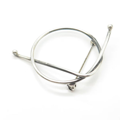925 Sterling Silver Vintage Handcrafted Modernist Knot Pin Brooch