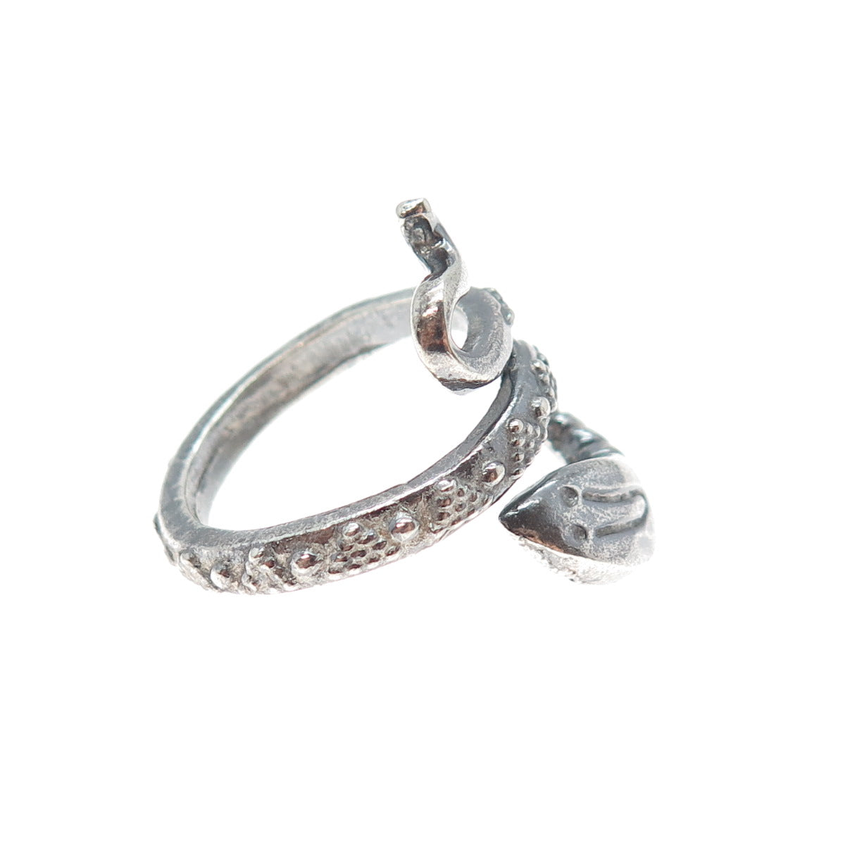 925 Sterling Silver Vintage Cobra Snake Oxidized Ring Size 8.5