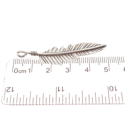 Old Pawn 925 Sterling Silver Vintage Southwestern Feather Tribal Charm Pendant