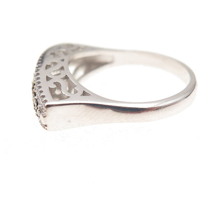 925 Sterling Silver Round-Cut C Z Bar Ring Size 8
