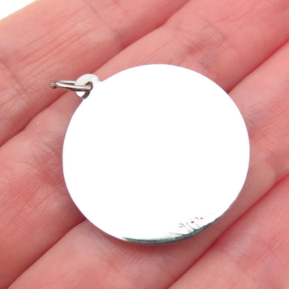 925 Sterling Silver Vintage Blue Rhinestone Elephant Charm Pendant