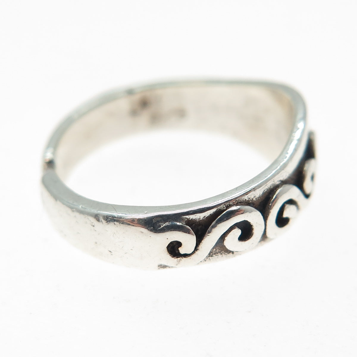 925 Sterling Silver Vintage Modernist Spiral Adjustable Ring Size 4.75