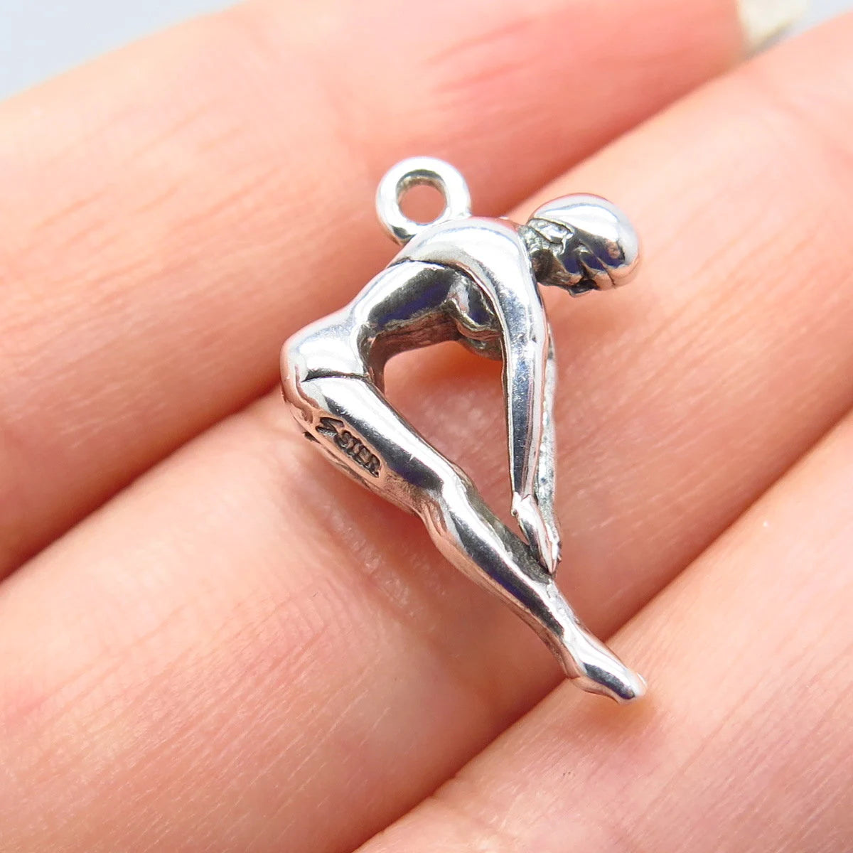 925 Sterling Silver Vintage Gymnast / Athlete Girl Charm Pendant