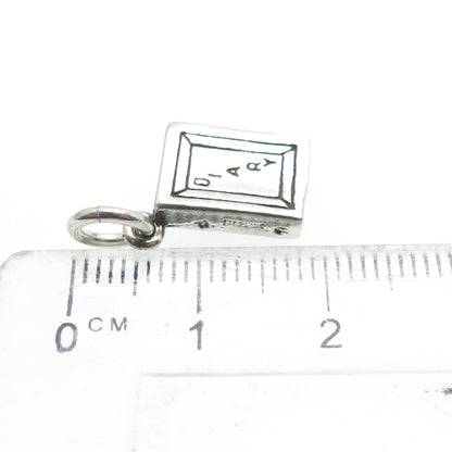 SUN WEST 925 Sterling Silver Vintage Diary Minimalist Charm Pendant