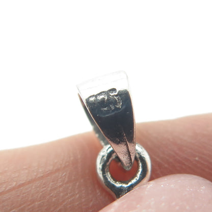 925 Sterling Silver Vintage Real Mother-of-Pearl Floral Scroll Teardrop Pendant
