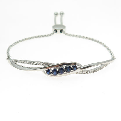 KARIZIA SPA KA 1772 Sterling Lab-Created Sapphire Topaz Adjustable Bracelet 7-9"