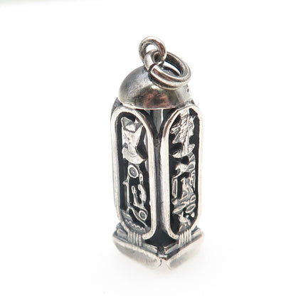 800 Silver Vintage Egyptian Pharaoh Cartouche Oxidized Charm Pendant