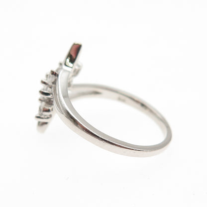 925 Sterling Silver Round-Cut C Z Bypass Ring Size 6
