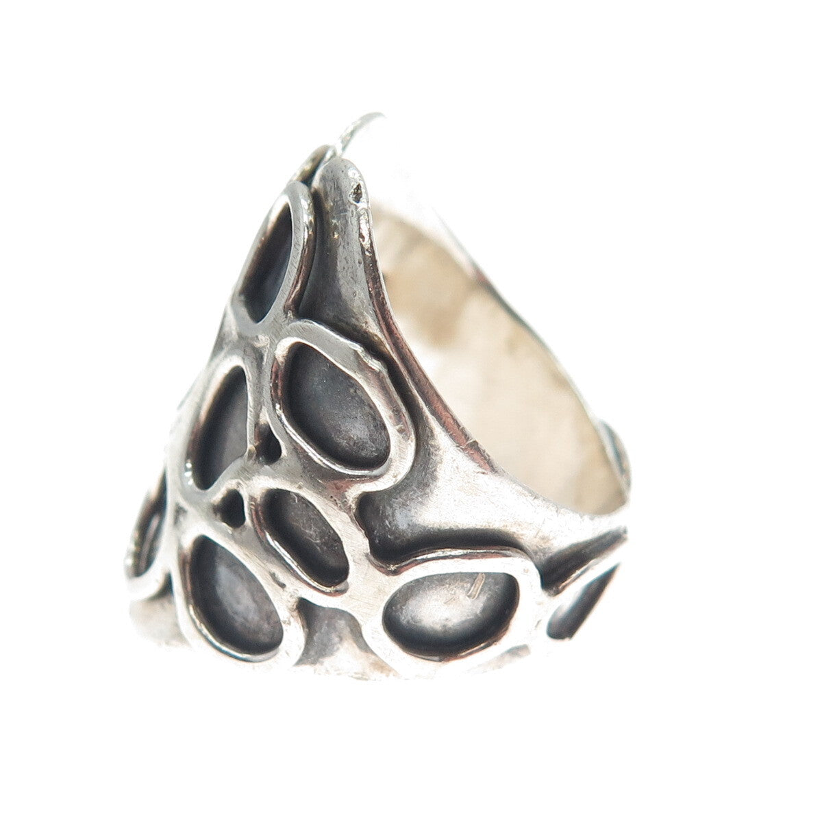 925 Sterling Silver Vintage Modernist Oxidized Ring Size 7.5