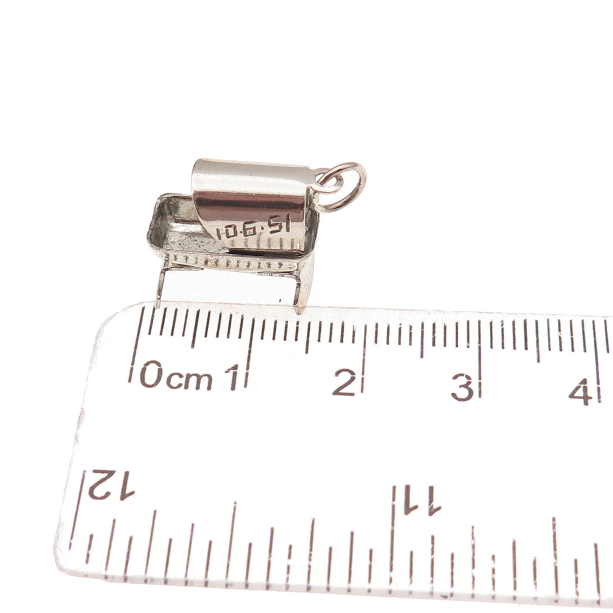925 Sterling Silver Antique Art Deco Baby Cradle Oxidized 3D Charm Pendant