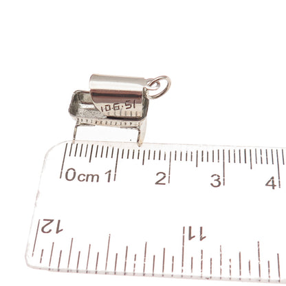 925 Sterling Silver Antique Art Deco Baby Cradle Oxidized 3D Charm Pendant