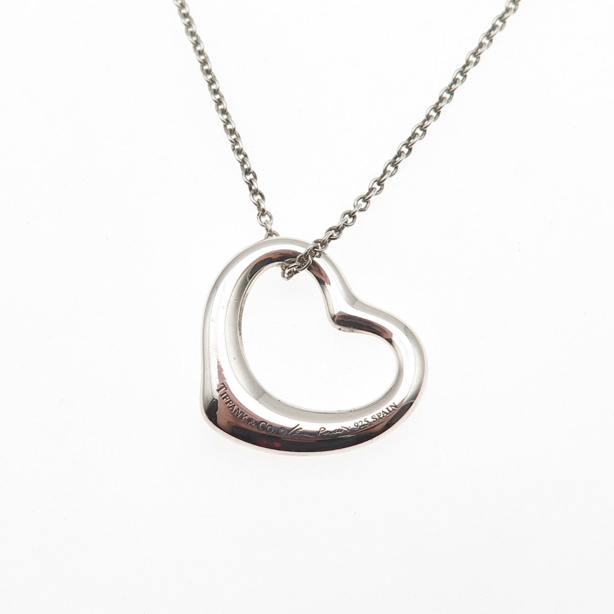 Tiffany & Co. Elsa Peretti Sterling Silver Vintage Open Heart Chain Necklace 16"