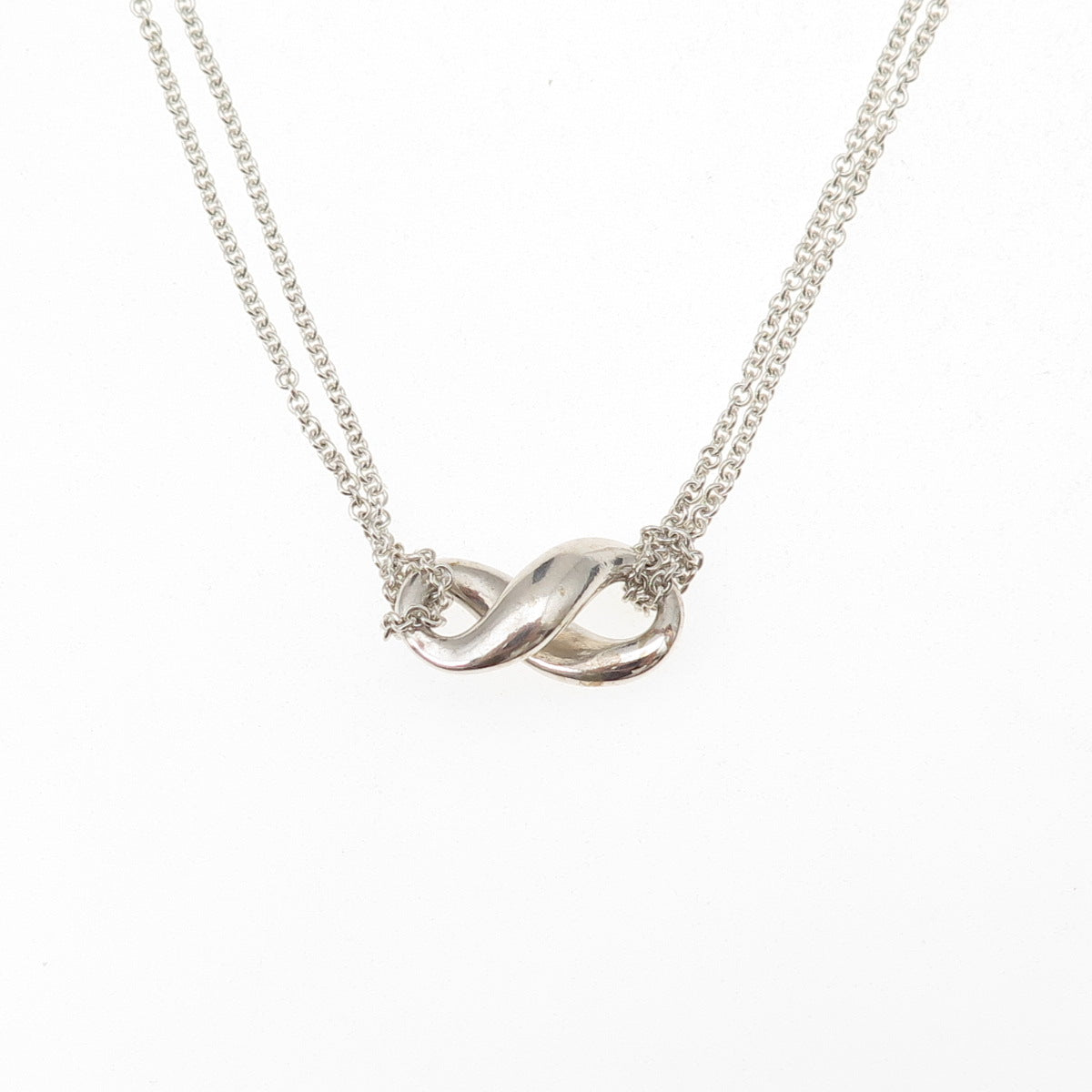 Tiffany & Co. 925 Sterling Silver Vintage Infinity Double Chain Necklace 16"