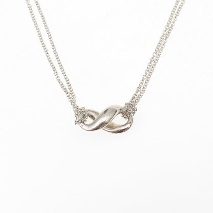 Tiffany & Co. 925 Sterling Silver Vintage Infinity Double Chain Necklace 16"